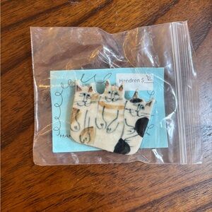 Ceramic Cat Pin brown and black